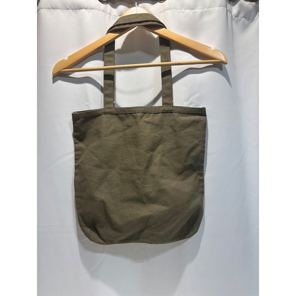 LOFT Tote Bag Women Olive Green Gold Sequin Striped Canvas Shoulder Bag - Picture 3 of 9